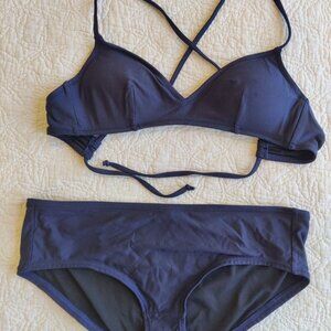 Classic J Crew Navy Two Piece Bathing Suit Bikini Hiphugger Style